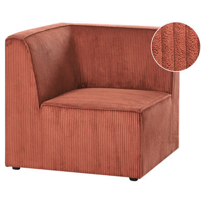 Beliani Corner Seat Lemvig Corduroy Golden Brown Left Hand - image 1