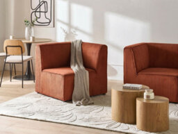 Beliani Corner Seat Lemvig Corduroy Golden Brown Left Hand - thumbnail 2