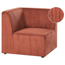 Beliani Corner Seat Lemvig Corduroy Golden Brown Left Hand - thumbnail 1