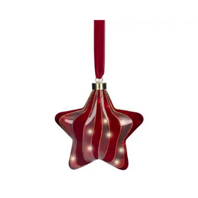 Kaemingk Micro Led Red Christmas Tree 20Cm Star Hanging Ornament Steady Warm Light Indoor - image 1