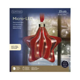 Kaemingk Micro Led Red Christmas Tree 20Cm Star Hanging Ornament Steady Warm Light Indoor - thumbnail 2