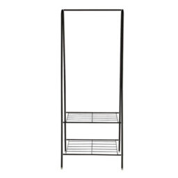 Black Metal Clothes Rail Clothes Rack Clothing Hanging Rail With 2 Tier Storage Shelf Shoe Rack 60Cm (W) - thumbnail 3