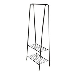 Black Metal Clothes Rail Clothes Rack Clothing Hanging Rail With 2 Tier Storage Shelf Shoe Rack 60Cm (W) - thumbnail 4