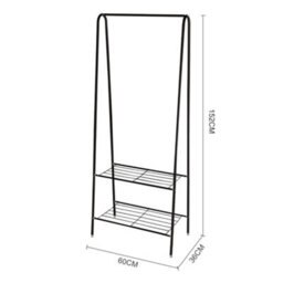 Black Metal Clothes Rail Clothes Rack Clothing Hanging Rail With 2 Tier Storage Shelf Shoe Rack 60Cm (W) - thumbnail 6