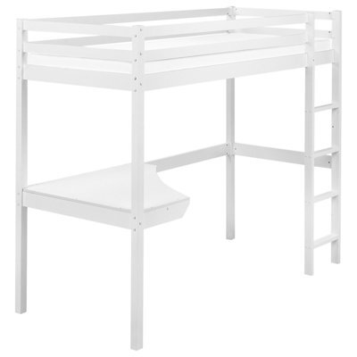 Beliani High Sleeper Bed With Desk Pine Wood Loury 90 X 200 Cm (Eu Single) White - image 1