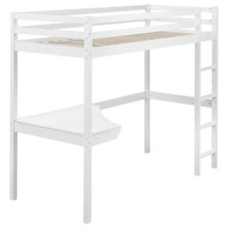 Beliani High Sleeper Bed With Desk Pine Wood Loury 90 X 200 Cm (Eu Single) White - thumbnail 4