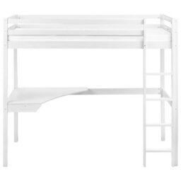 Beliani High Sleeper Bed With Desk Pine Wood Loury 90 X 200 Cm (Eu Single) White - thumbnail 5