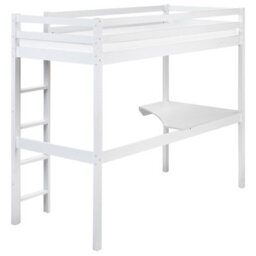 Beliani High Sleeper Bed With Desk Pine Wood Loury 90 X 200 Cm (Eu Single) White - thumbnail 7