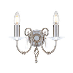 Luminosa Lighting Elstead Aegean 2 Light Indoor Candle Wall Light Polished Nickel, E14 - thumbnail 1