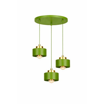Luminosa Lighting Luminosa Simply Cluster Pendant Ceiling Light Green, Gold 3X E27 - image 1
