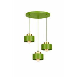 Luminosa Lighting Luminosa Simply Cluster Pendant Ceiling Light Green, Gold 3X E27 - thumbnail 1