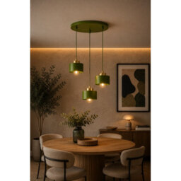 Luminosa Lighting Luminosa Simply Cluster Pendant Ceiling Light Green, Gold 3X E27 - thumbnail 2