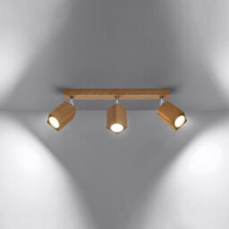 Luminosa Lighting Luminosa Keke Oak Square Ceiling Spotlight Bar Wood, 3X Gu10 - thumbnail 2