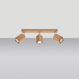 Luminosa Lighting Luminosa Keke Oak Square Ceiling Spotlight Bar Wood, 3X Gu10 - thumbnail 1