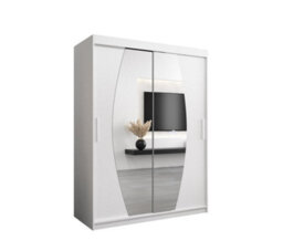 Arte Elypse Contemporary 2 Mirrored Sliding Door Wardrobe 5 Shelves 2 Rails White (H)2000mm (W)1500mm (D)620mm - thumbnail 1
