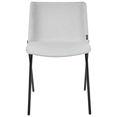 Wyld And Coco Set Of 2 Light Grey Polyester Dining Chairs With Metal Legs - Modern, Compact, Easy Assembly - image 1