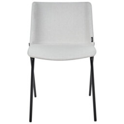Wyld And Coco Set Of 2 Light Grey Polyester Dining Chairs With Metal Legs - Modern, Compact, Easy Assembly - thumbnail 1