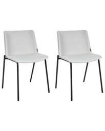 Wyld And Coco Set Of 2 Light Grey Polyester Dining Chairs With Metal Legs - Modern, Compact, Easy Assembly - thumbnail 3
