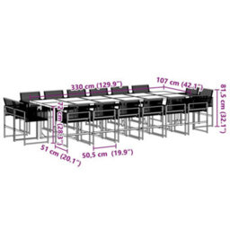 Walplus 17 Piece Garden Outdoor Dining Set Suitable For Backyard, Patio Black Poly Rattan - thumbnail 8