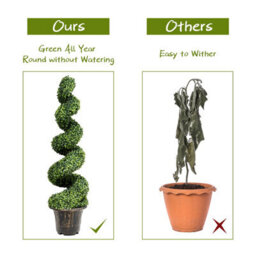 Costway 2Pcs 120Cm Artificial Boxwood Spiral Tree Faux Tree Realistic Fake Greenery Tree - thumbnail 8