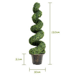 Costway 2Pcs 120Cm Artificial Boxwood Spiral Tree Faux Tree Realistic Fake Greenery Tree - thumbnail 2