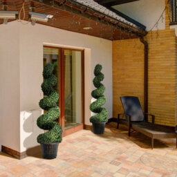 Costway 2Pcs 120Cm Artificial Boxwood Spiral Tree Faux Tree Realistic Fake Greenery Tree - thumbnail 3