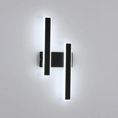 Pheashine 32W Integrated Led Wall Light, 6500K Cool White, Modern Black Dual Bar - image 1