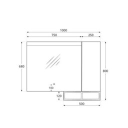 Homestylestore Dark Walnut Wall Mounted Waterproof Led Bathroom Mirror, Side Cabinet And Open Shelf 1000 X 680mm - thumbnail 3