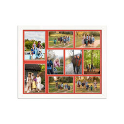 AK Frames 20X16 White Sleek Multi Photo Frame With Poppy Red Mount - Holds 9 Apertures (2X) 7X5, (7X) 6X4 Photos - thumbnail 1