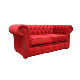 Chesterfield Handmade 2 Seater Sofa Cantare Cherry Red Easy Clean Fabric In Classic Style - thumbnail 3