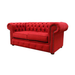 Chesterfield Handmade 2 Seater Sofa Cantare Cherry Red Easy Clean Fabric In Classic Style - thumbnail 2