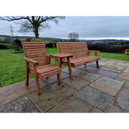 Churnet Valley Garden Furniture Ltd Valley 4 Seat Set 1Xc 1X3B Straight Tray - Timber - L100 X W270 X H95 Cm - Fully Assembled - Set Of Waterproof Cushions Included - thumbnail 3