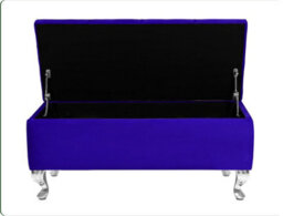 Londona 150Cm Chesterfield Ottoman Storage Bench - Plush Velvet Shoe Bench - Sapphire Blue Upholstery Footstool With Storage - thumbnail 2
