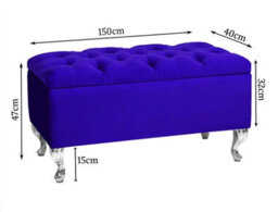 Londona 150Cm Chesterfield Ottoman Storage Bench - Plush Velvet Shoe Bench - Sapphire Blue Upholstery Footstool With Storage - thumbnail 3