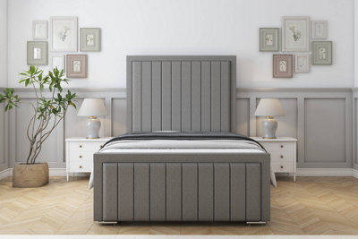 "Sloomy Richmond Pewter Dumfries Bed Frame With 50"" Upholstered Headboard 4'6 Double" - image 1