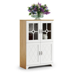 Heze Furniture Provenza Rustic Sytle Display Unit - Stone Oak / White Matt - thumbnail 3