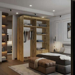 M N Furniture Ltd Wardrobe With Mirror, Led Light, Modern Sliding Door Bedroom Cabinet With Mirror,drawers And  Silver/black Trim (Oak,150Cm) - thumbnail 3