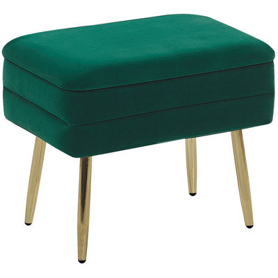 Beliani Upholstered Storage Bench Odessa Velvet Dark Green - image 1