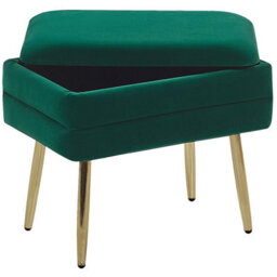 Beliani Upholstered Storage Bench Odessa Velvet Dark Green - thumbnail 4