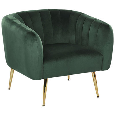Beliani Armchair Laconia Velvet Dark Green - image 1