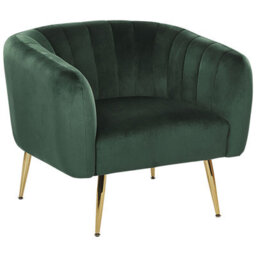 Beliani Armchair Laconia Velvet Dark Green - thumbnail 1