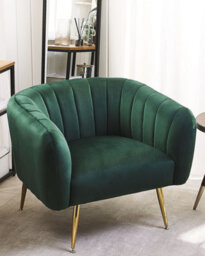 Beliani Armchair Laconia Velvet Dark Green - thumbnail 2