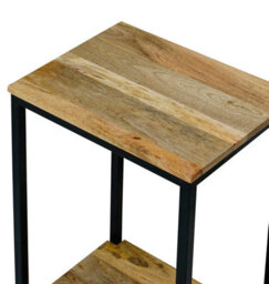 Buttercup Farm Ravi 4 Side Mini Side Table - Mango Wood/iron - L31 X W41 X H61 Cm - Mango Light Finish - thumbnail 4