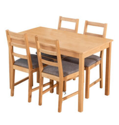 Hallowood Furniture Waverly Oak Dining Table (Tab1200) Set With 4 Small Ladder Back Chairs (Grey Seat) - thumbnail 8