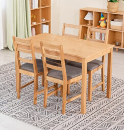 Hallowood Furniture Waverly Oak Dining Table (Tab1200) Set With 4 Small Ladder Back Chairs (Grey Seat) - thumbnail 1