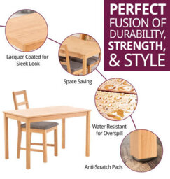Hallowood Furniture Waverly Oak Dining Table (Tab1200) Set With 4 Small Ladder Back Chairs (Grey Seat) - thumbnail 2