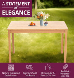 Hallowood Furniture Waverly Oak Dining Table (Tab1200) Set With 4 Small Ladder Back Chairs (Grey Seat) - thumbnail 4