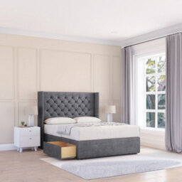 "Sloomy 6Ft Dior Coniston Armour Memory Foam Bed Set With 2 Drawers, Mattress & 54"" Wingback Headboard - Super King" - thumbnail 1