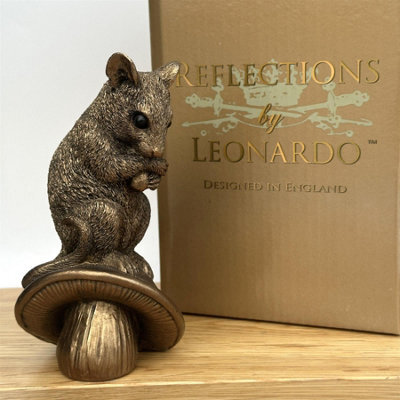 Animal Crackers Mouse On Mushroom Figurine From The Leonardo Reflections Bronzed Range, Gift Boxed - image 1