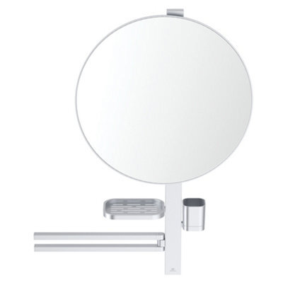 Ideal Standard Alu+ Matt Silver Effect Round Wall-Mounted Bathroom Mirror (H)81.7Cm (W)64Cm - image 1